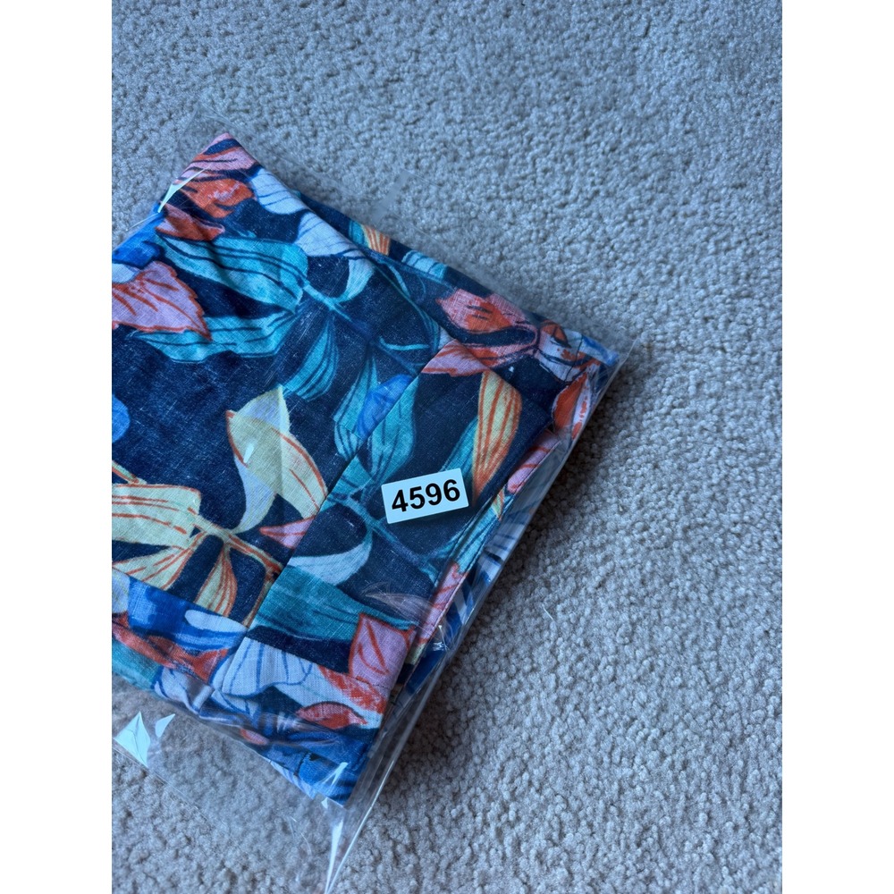 Tommy Bahama Mini Skirt Linen Tropical Hibiscus Floral Navy Blue Size 6 - Picture 9 of 9